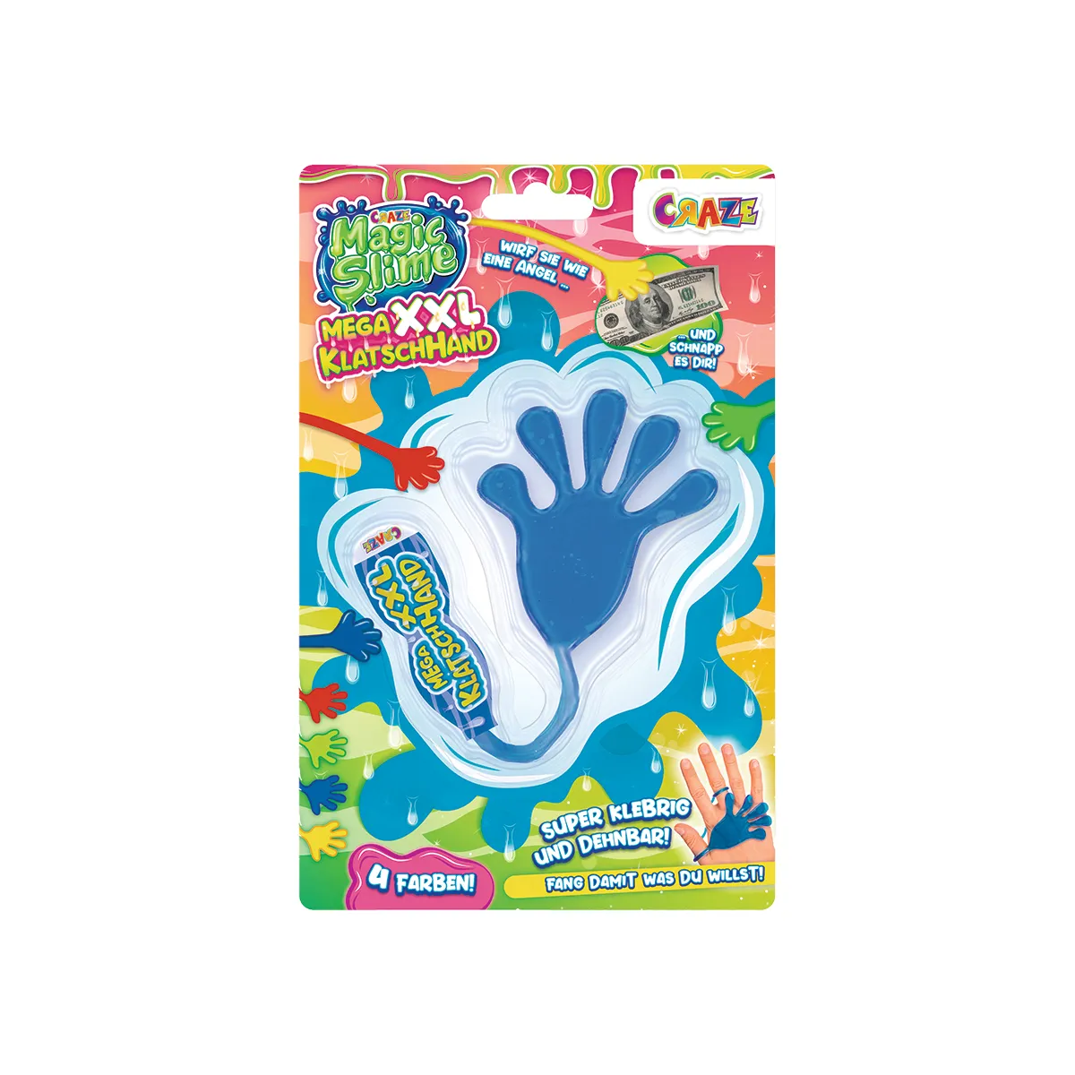 Slime - MEGA XXL STICKY HAND - Mano Pegajosa En Blister - 8 Colores!!! — Liso