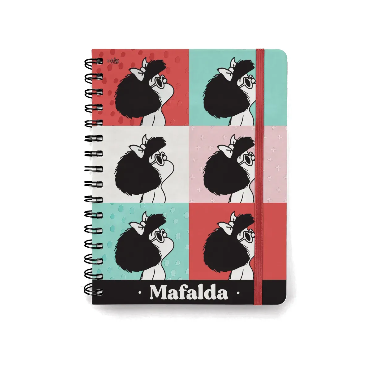 MAFALDA - Cuaderno Escolar 16x21 Tapa Dura C/Espiral y Laca UV 96 Hojas 80 Grs Rayadas